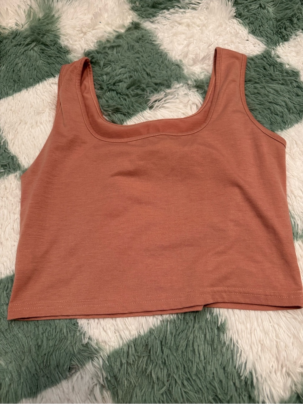 SHEIN Square Neck Cropped Tank Top - Terracotta